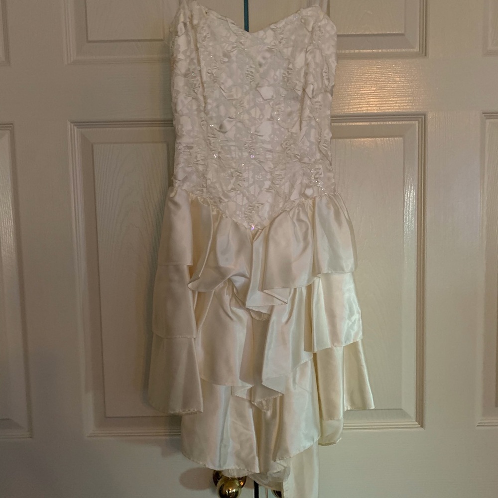 White strapless formal dress